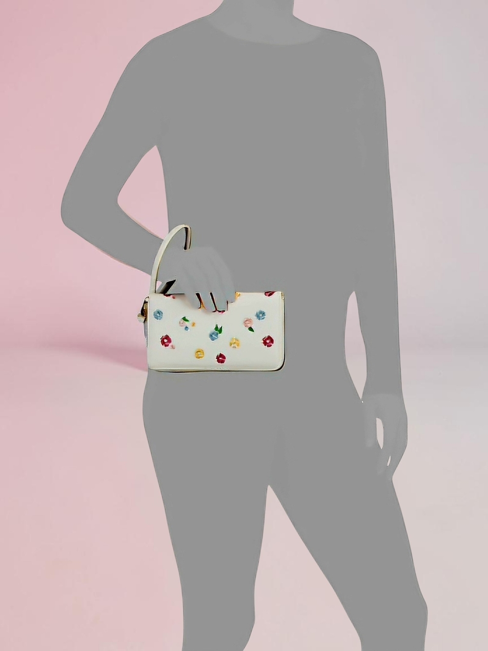 NEW Betsey Johnson White Embroidered Floral Wallet Wristlet Strap 8"x4.75" NWT - Picture 6 of 9